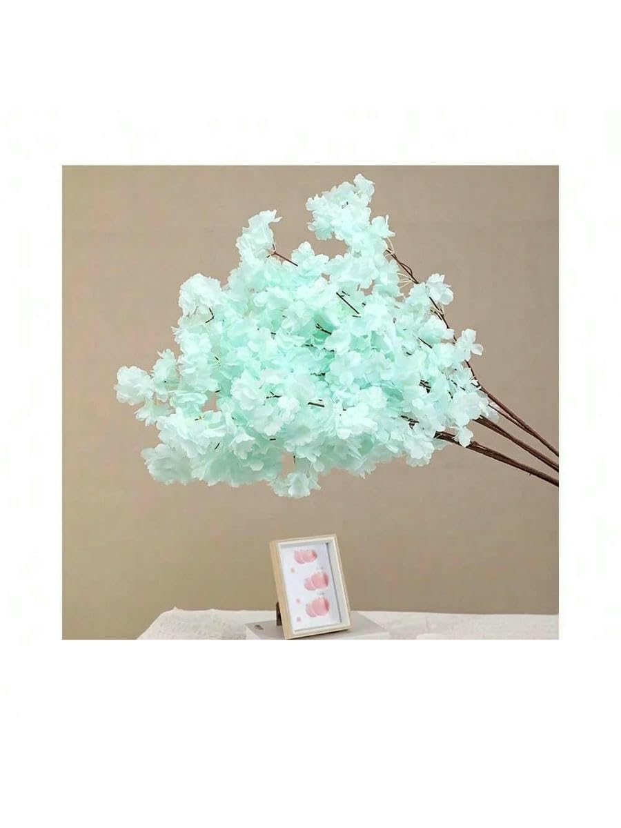 AYHTUD 1pcs artificial 3-pronged encrypted cherry blossom branches, wedding arches, artificial flower decorations, indoor scenery-blue