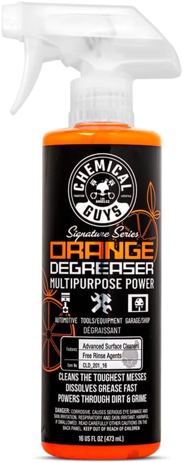Chemical Guys Signature Series Orange Degreaser, Heavy-duty All-purpose Cleaner For Engines, Tires, Undercarriages & More, Professional Strength Formula, Breaks Down Grease, Oil & Grime - 16 fl oz