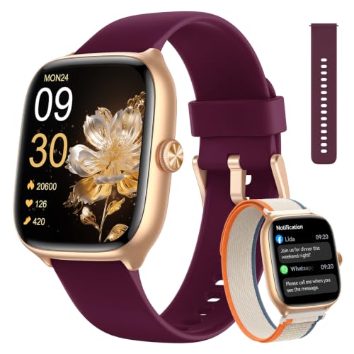 Image of Woneligo Smart Watch for Women Android & iPhone [40mm 3 Bands, Rose Purple]