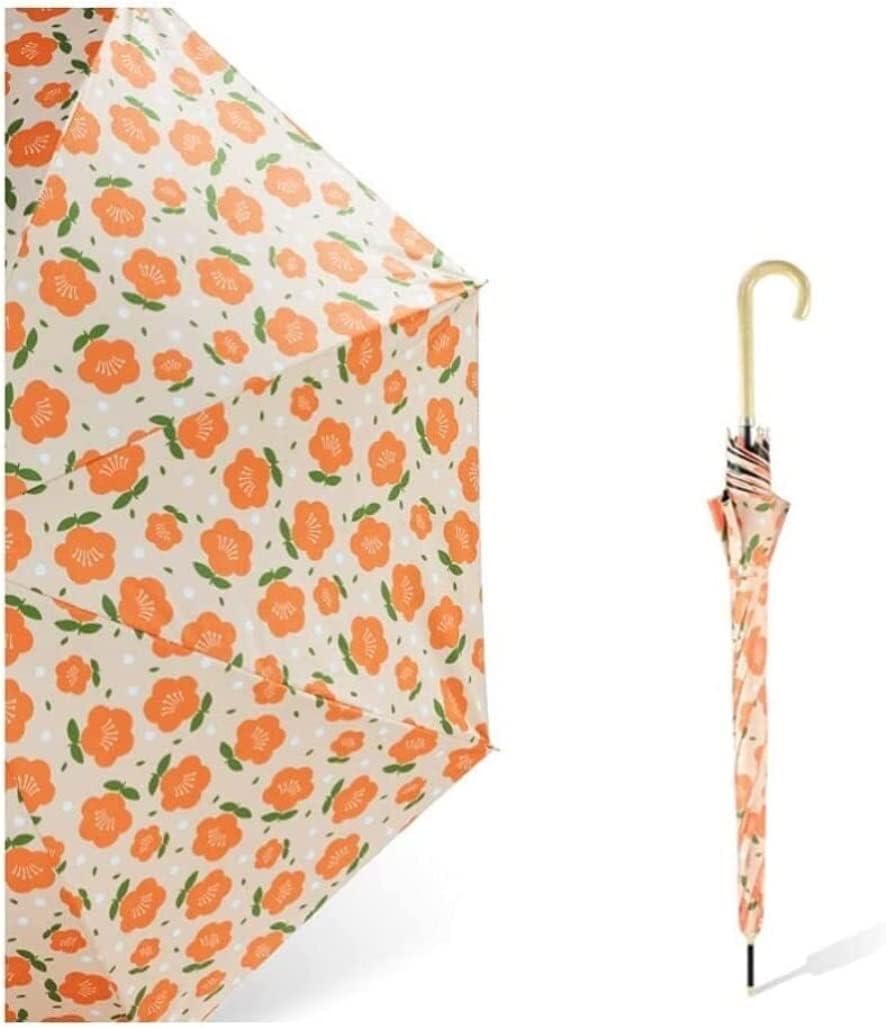 Portable Umbrella for Travel Fashionable Floral Stick Umbrella with Classic J Crook Handle Auto Open Canopy Vented Cane Umbrella Umbrella Outdoor(D)