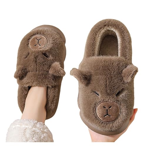 Pantoufles capybara filles cadeau anniversaire chaussons polaire café 33