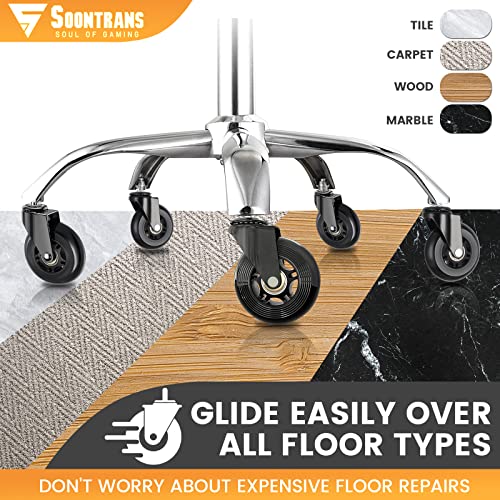 Image of Soontrans Office Chair Wheels,Set of 5,Rollerblade Wheels Replacement for Office Gaming Chairs Caster Wheels for Carpet,Wood Floors,Heavy Duty Computer Chair Wheels,NOT Compatible for IKEA