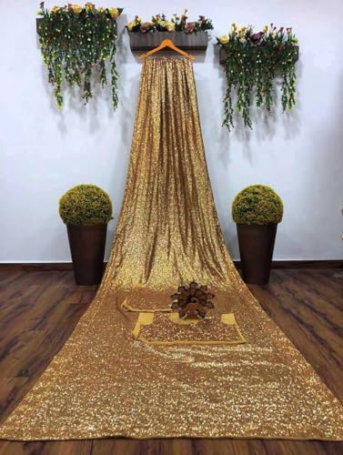 Image of Women's Bollywood Heavy Sequins Embroidery Work Georgette Saree with Unstitched Blouse