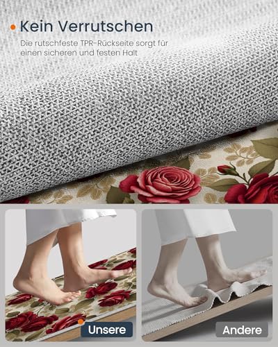 Tapis rond roses rouges 80cm lavable machine anti-dérapant - 8