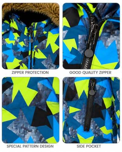 Image of JiAmy Kids 2 Piece Snowsuit Set Girl Winter Hooded Puffer Jacket & Snow Bib Pants Boy Ski Suits(1-12Y)