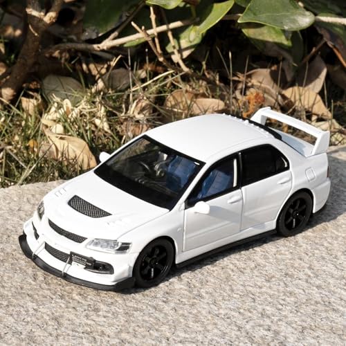 Image of FEXXA Toy Car Compatible for 1:32 Mitsu bishi Lancer Evolution Model, Pull Back Diecast Collectible Car with Sounds & Lights for Kids Boys Girls and Adults, Gift (White)