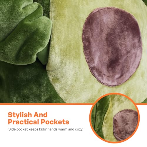 Image of Giggling Getup Wearable Blanket Hoodie for Girls and Boys Sherpa Fleece Hooded Blanket Sweatshirt Warm Cozy Sherpa Wearable Throw Oversized Hoodie with Giant Pocket & Sleeves for Kids Avocado