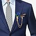 Gold Crystal Flower Brooch Lapel Pin for Men Rhinestone With Hanging Chain Brooch for Men Suit Fashion Tuxedo Tie Hat Scarf Collar Pins for Men Women Gifts (Blue)