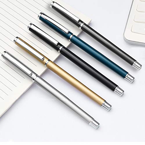 Bolígrafos metálicos de gel, punta fina 0.5mm, tinta negra, set de 5 miniatura 3