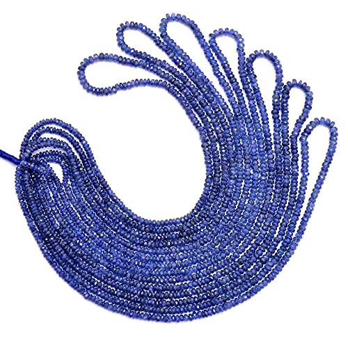 AAA+ fasetowane koraliki rondelle z niebieskim szafirem, koraliki 2,5 mm-3,5 mm, sznurek 40 cm, naturalny niebieski szafir, szlachetny kamień szlachetny, fasetowane koraliki, Kamień szlachetny, Szafir