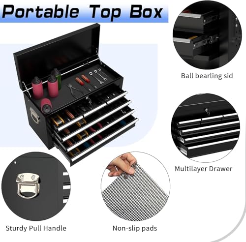 Image of 8 Drawer Rolling Tool Chest, High Capacity Tool Box with Lockable Wheels and Drawers, 2 in 1 Portable Toolbox Organizer Storage Cabinet For Garage, Warehouse, Repair Shop