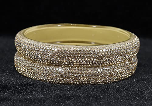 Image of NMII Glass with Zircon Gemstone and Glitter Kada Set For Women and Girls