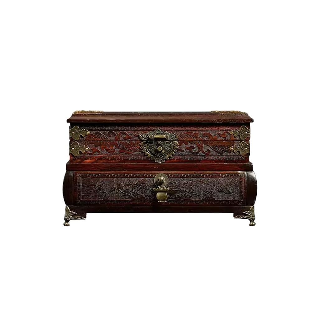 Lshtshf-ou Jewelry Box Chinese Retro With Lock Storage Necklace Ring Organizer