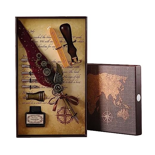 Pluma Antigua Escritura, Pluma de Caligrafía con alas Mecánicas y Patrón de Manchas, Pluma Vintage, Juego de Tinta de Pluma Antigua, Pluma de Caligrafía para Uso Personal