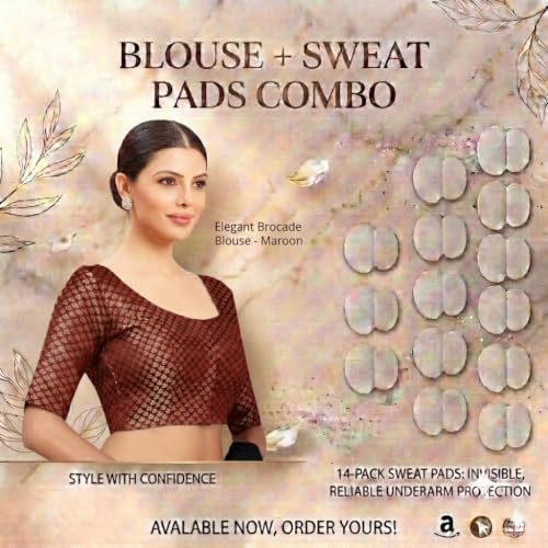 Image of Studio Shringaar Women's Zari Brocade Stitched Elbow Length Sleeves Saree Blouse