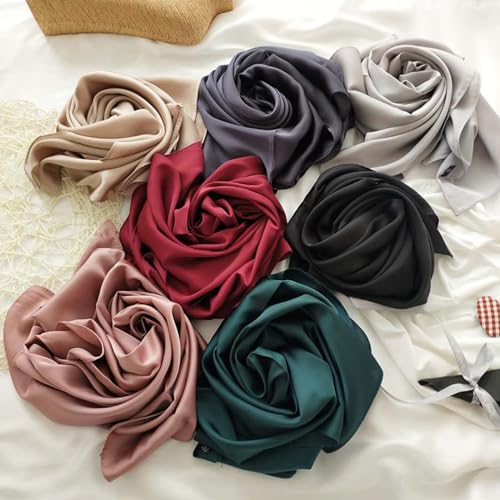 Bliceon Damen Seidentuch aus leichter Seide, Eleganter Seidenschal, Bandana, Halstuch und Kopftuch, Geschenk für Frauen, Vielseitiges Seidenschal (Gelb)