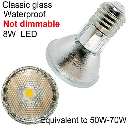 Full Glass PAR20 LED Bulb Flood Light,8W Warm White Light(50W-75W PAR20 Halogen Bulb Equivalent)Soft White 2700K-3000K, 120V, E26 Base,Indoor Outdoor LED Spotlight,Waterproof IP65 (8 Pack) - Image 5