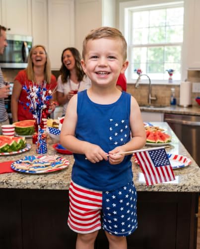Image of Unique Baby Boys American Boy 4th of July 2pc Tank Shorts Set