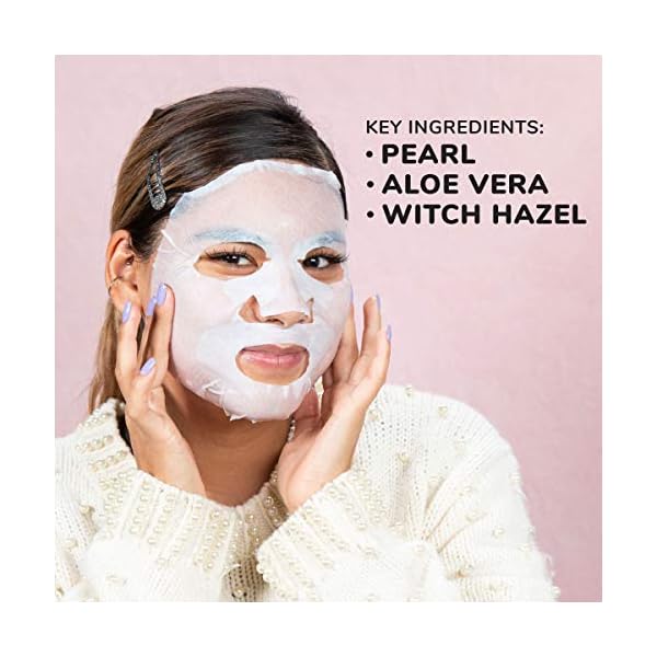 FACETORY Everyday Pearl Radiance Boosting Mask With No Harsh Chemicals - Soft, Form-Fitting Face Mask, For All Skin Types - Strengthening, Balancing, and Illuminating (Pack of 5)