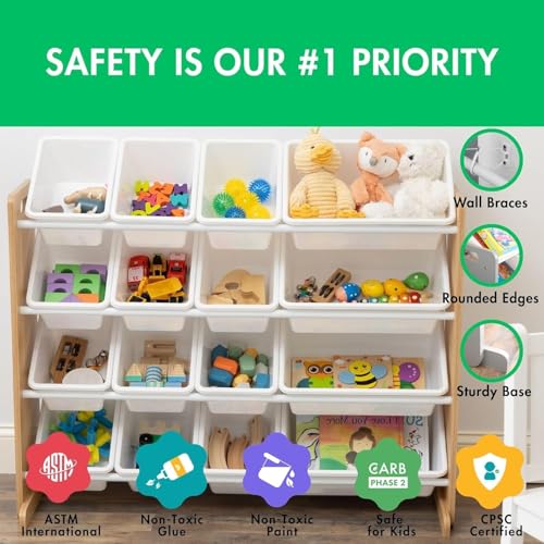 Image of Homesmiths Beige Toy Storage Organizer for Kids, Set of 16 White Bins | Perfect for Home, Play Schools and Kindergarten
