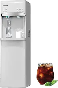Self-Cleaning Bottom Load Water Cooler Dispenser with Ice Maker for 5 Gallon 3 Temperature Settings 22lbs Daily Capacity White