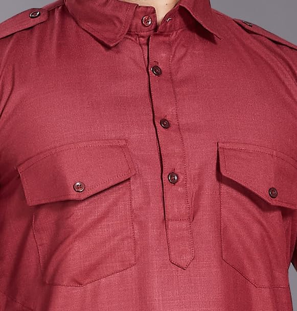 Image of DIVISIVE Men's Cotton Blend Pathani Kurta Pyjama Set