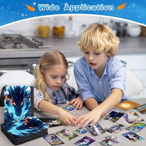 Trading Card Binder, 400 Pockets Portable Card Binder, Card Collector Album, with 50 Removable Sleeves Card album, Used for Cards collection and presentation, Gift for Kids 50PCS Page - 5