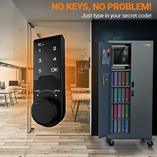 Metaltiger Metal Storage Cabinet With Wheels - Garage Storage Closet With Locking Doors, Digital Lock, Adjustable Shelf Height, Additional Leg Levelers Included, Pegboard And Accessories (Dark Gray) #TOP6