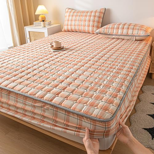 ボックスシーツ 135x200,マイクロファイバーポリエステルを使用したソフトマットレストッパー 枕カバー付き x2