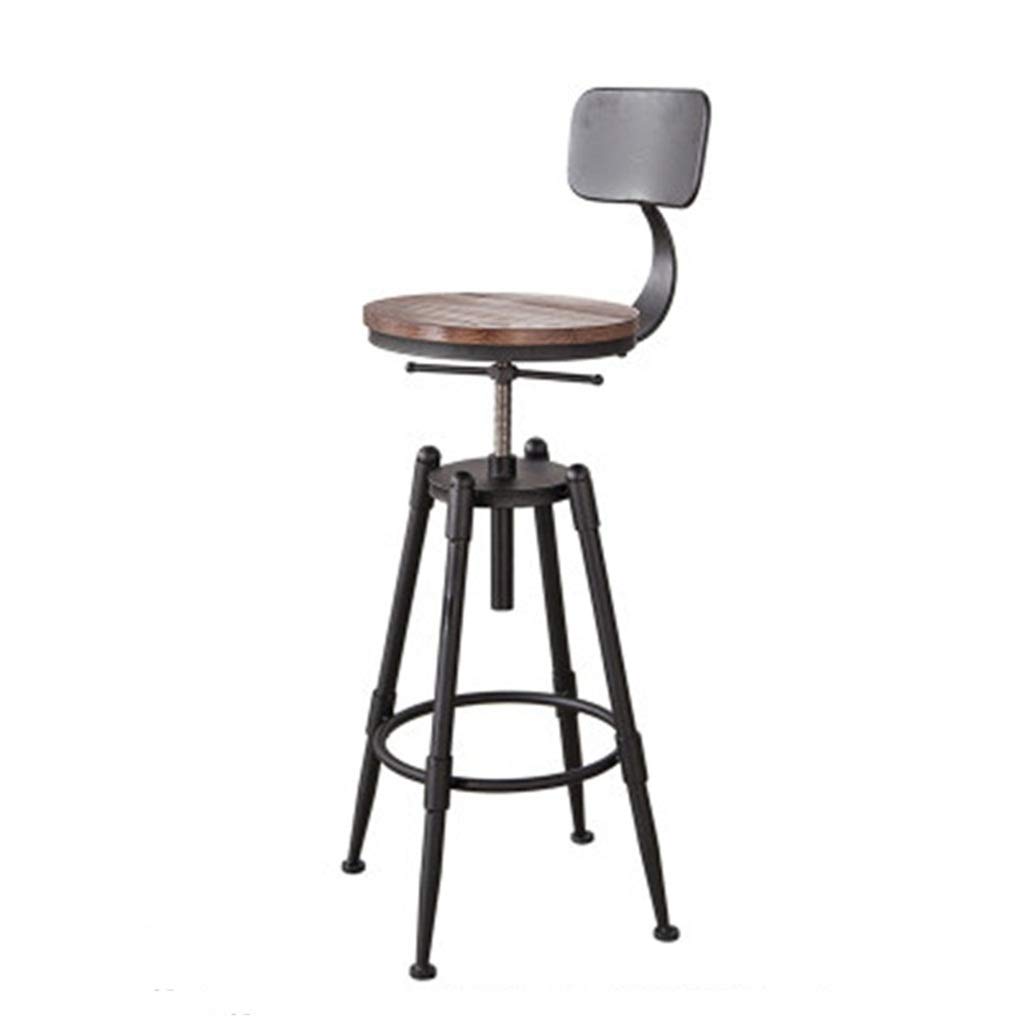 Tabourets en bois massif de style industriel avec dossier haut pour comptoir prestigieux