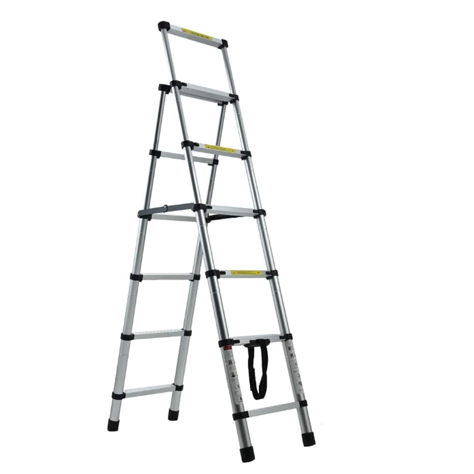Aluminium 5+6 Step Ladder Folding Telescopic Stepladder, Exention Ladder with Anti Slip Feet, EN131 Safety, Portable & Lightweight, Silver