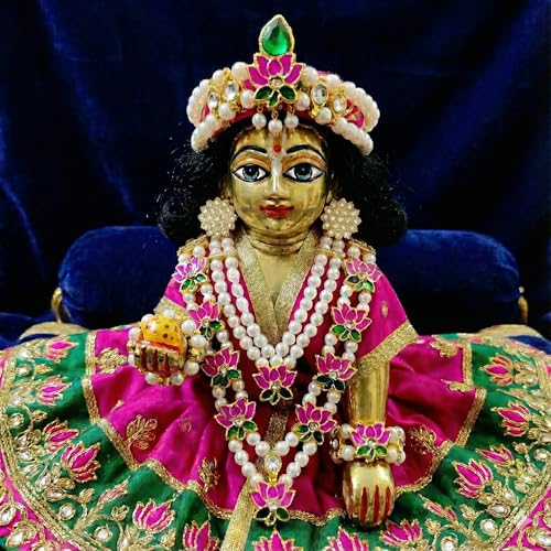 Image of Laddu Gopal Shringar Set | Complete Krishna Jewelry Combo with Mukut, Mala, Bansuri, Kundal & Kangan | Thakurji Ornament for Janmashtami & Daily Worship