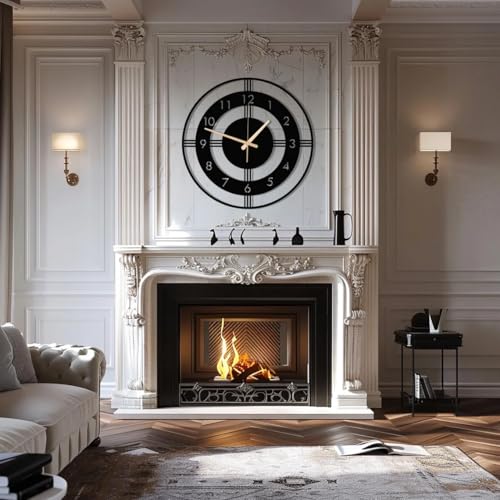 Image of Stylish Metal Analog Wall Clock for Living Room, Bedroom, Office, Kitchen, Home and Hall | Antique Fancy Big Size Modern Wall Watch for Home Decor (DA-184, 60CM)