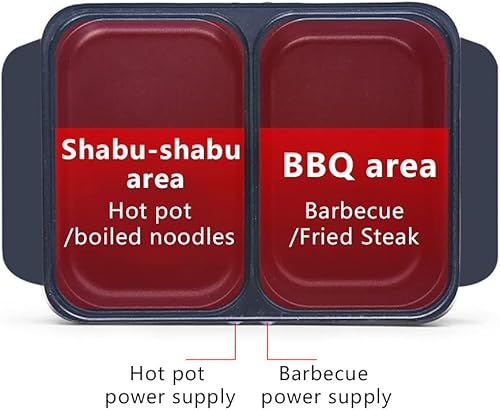 Miniatura 4 de Olla caliente con parrilla, olla caliente eléctrica y sartén, olla Shabu Shabu con parrilla, olla y plancha antiadherente 2 en 1 para interiores,