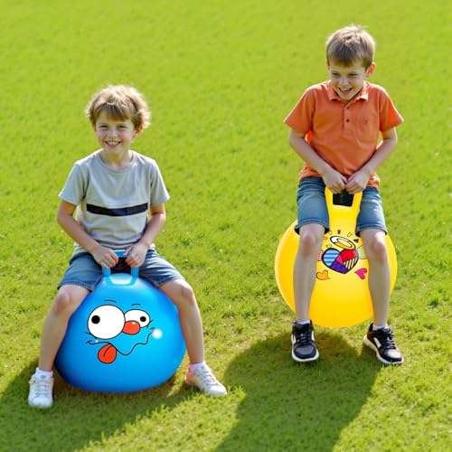 Image of Sit & Bounce Rubber Hop Ball for Kids | Inflatable Hopper Ball with Handle | Indoor & Outdoor Activity Toy | Best Gift for Boys & Girls | Multicolour | 45cm | Multicolor