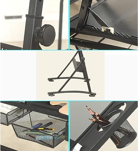 Tavolo da disegno inclinabile in altezza regolabile con contenitore, grande tavolo da disegno per casa e ufficio, tavolo da disegno versatile per artisti e artigiani