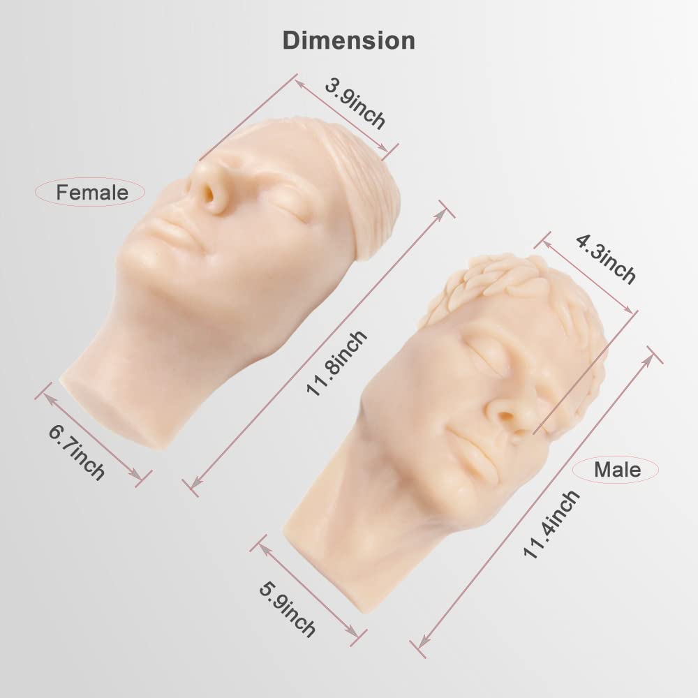Modello Testa In Silicone Per Formazione Iniezioni - Manichino Viso Per Studenti Medicina, Estetiste, Tatuatori (Modello Maschio)