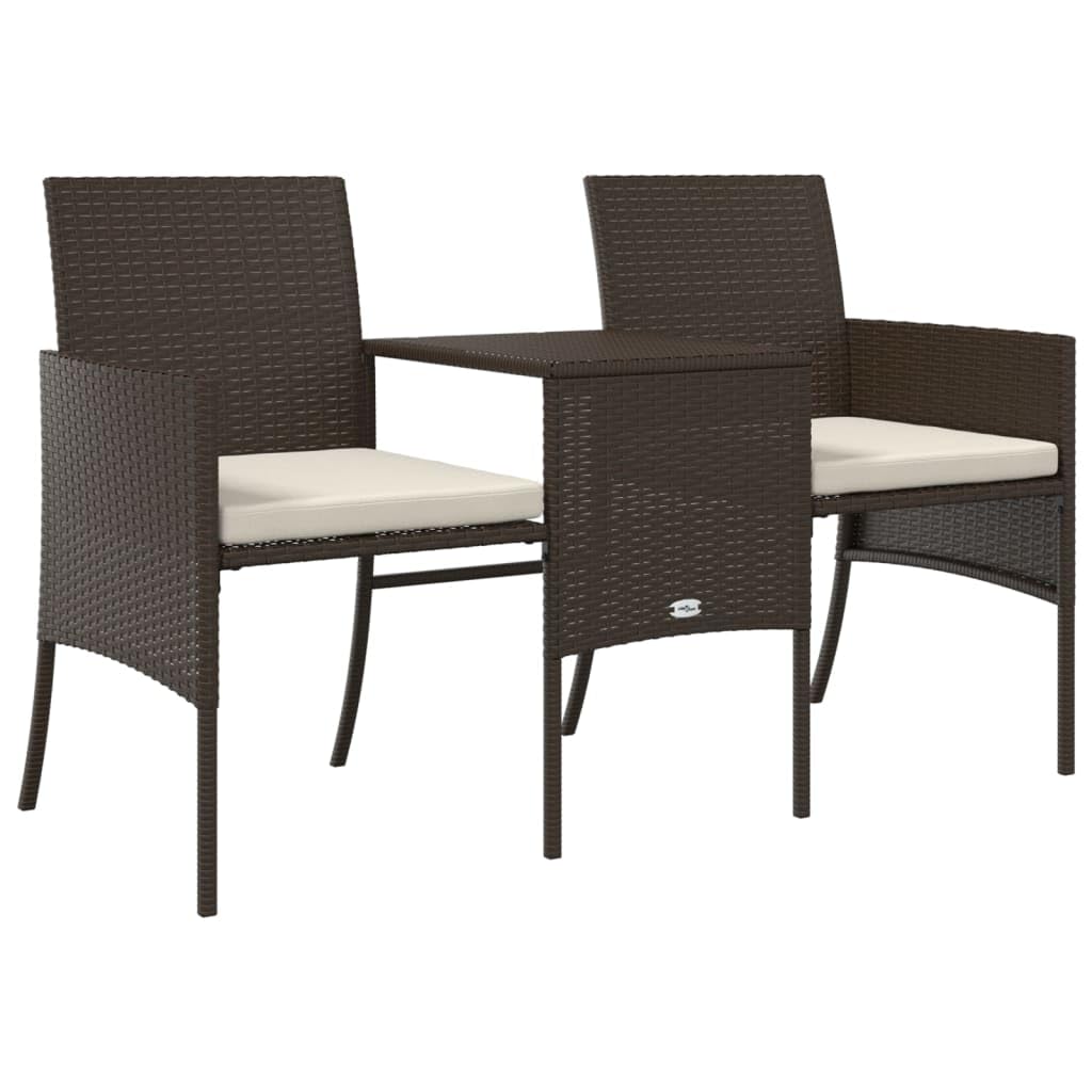 Gecheer Divano Giardino 2Posti con Tavolo e Sgabelli Marrone Polyrattan,Divani,da Giardino,per Esterno,Divanetto da Esterno,Divanetti da Esterno,Divano da Esterno Divano Giardino,P317625