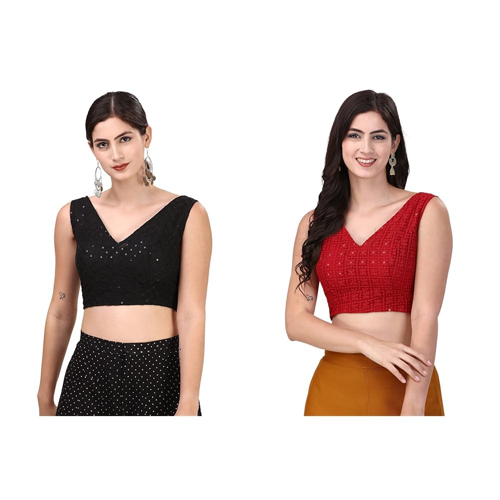 oomph! Cotton Readymade Blouse for Women, Hakoba, Black, Sleeveless Cotton Readymade Blouse for Women, Hakoba, Maroon, Sleeveless-picture-44