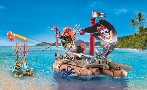 Playmobil | Pirates | Récupération de trésor sur Radeau Pirate | Jouet de Pirates | Figurine de Pirate | Jouet pour Enfants dès 4 Ans | 71794