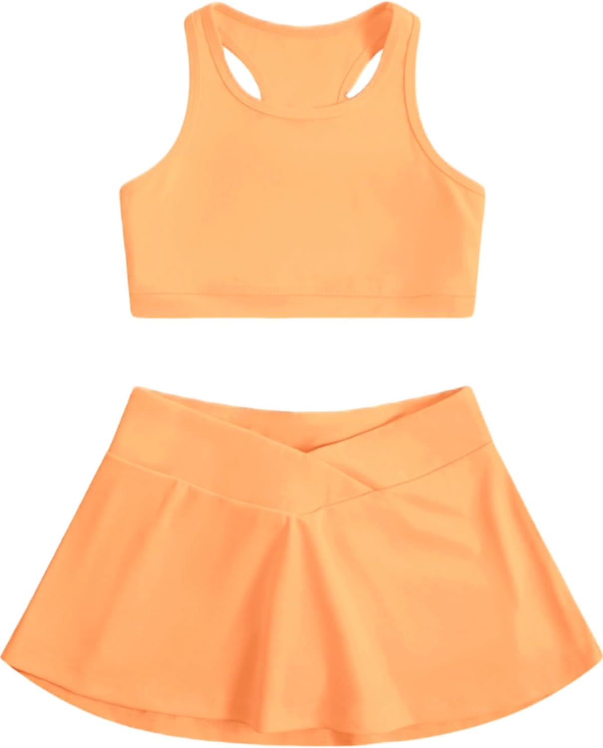 SOLY HUX Toddler Girl's 2 Piece Workout Outfits Lightweight Crop Tank Tops and Skort Athletic Set