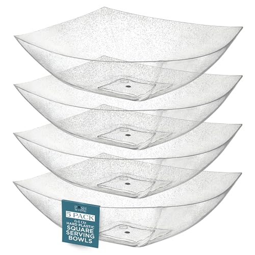 Posh Setting Silver Glitter Plastic Serving Bowls For Party  cover