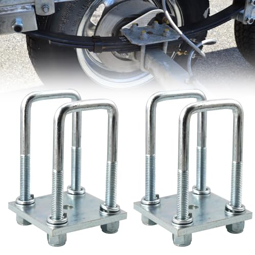 RYANSTAR Racing 5 1/4" Long 2" Wide U Bolt Kit Compatible with 2x2 Axle Boat Trailer Axle Leaf Springs Square U Bolts 2 inch Wide Trailer U Bolt Kit