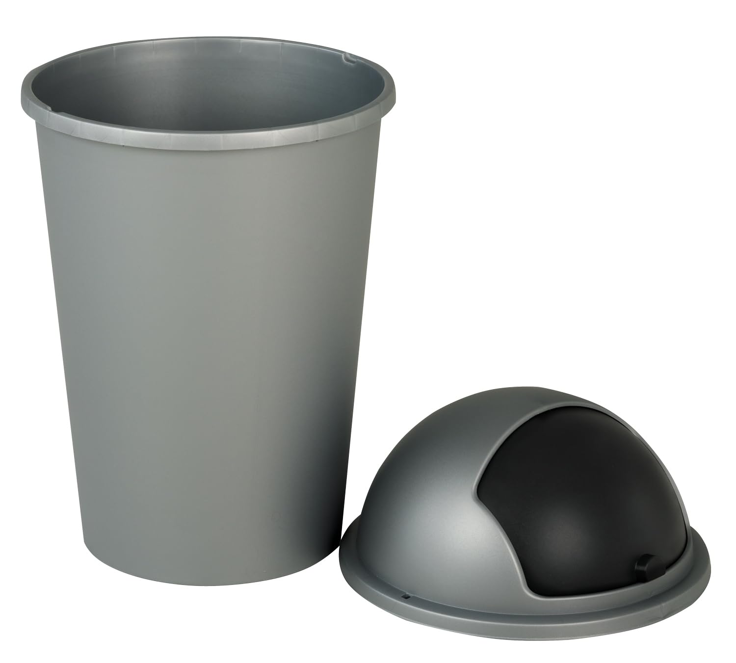 Home4You Mülleimer mit Schiebedeckel - 50 Liter Fassungsvermögen - Kunststoff - Schwarz - Silberfarben