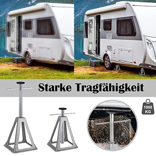 Foto von NAIZY Unterstellbock Unterstellböcke KFZ Auto Stützen Stützbock Höhenverstellbar 28-43cm Wohnwagen Zubehör bis 1000 KG Belastbar für PKW, Caravan, Wohnmobilen, Anhängern, 4 Stück