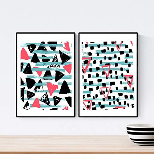 Pack de 2 láminas para enmarcar ESTAMPADOS, modernas, decoracion de interior. Dos posters con imágenes estampadas.Tamaño (A3).