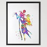 Dignovel Studios 11X14 Jack Skellington and Sally The Nightmare Before Christmas Inspired Watercolor Halloween Wall Artwork N076