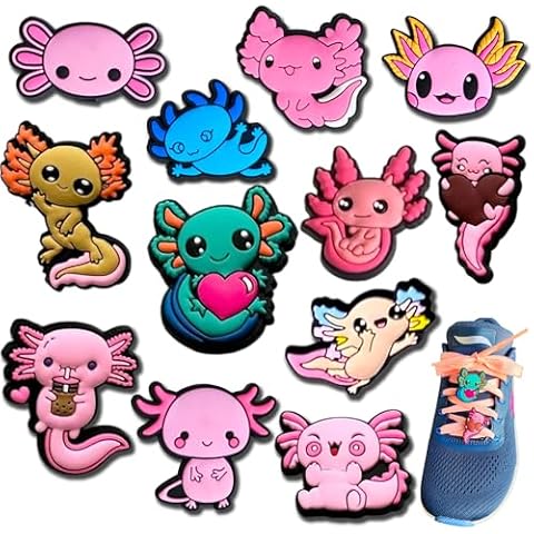 WFJ Axolotl Shoelace Charms - Shoe Laces Clips Charms Animal Decoration, Cute Capybara School Gifts Party Favors Axolotl Prizes for Students Classroom Rewards (Axolotl) Cover