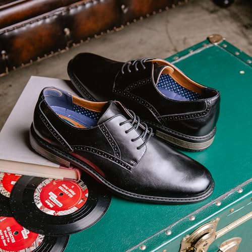 Image of Gunnar and Troy Axel Mens Dress Shoes, Multiple Colors & Sizes | Classic Brogue Oxford with Leather Uppers, Cushioned Dual-Density Footbed