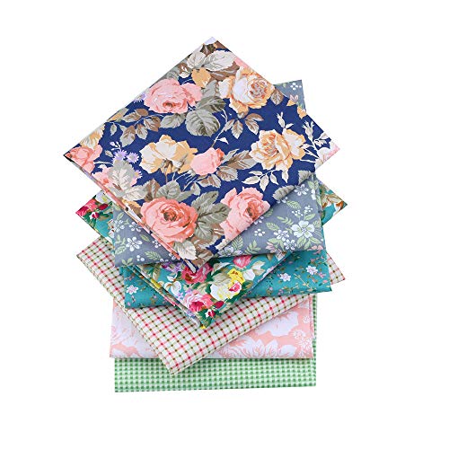 New Foral Series Cotton Fabric Quilting Patchwork Fabric Fat Quarter Bundles Fabric for Sewing DIY Crafts Handmade Bags 40X50cm 7pcs/lot (Green Series)